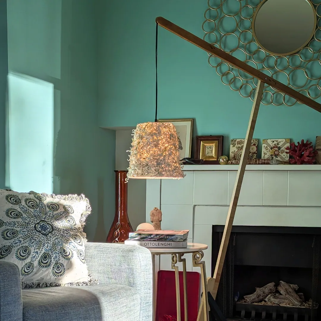 FETTi Natural light fixture by Giles Runeckles suspended by the custom boom lamp stand.